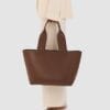 Premium ladies tote bag brown, lightweight and spacious